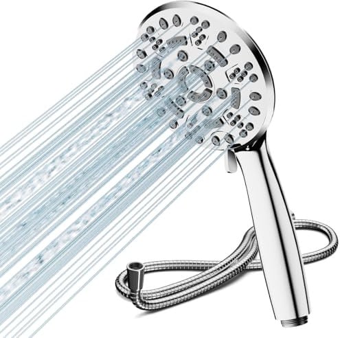 Cobbe Shower Head with Hose, High Pressure Shower Heads with 8 Spray Modes, Universal Bathroom Water Saving Shower Head Set, Large Powerful Flow Rain Showerhead for Low Water Pressure
