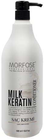 Morfose Milk Keratin Hair Conditioner 1000ml - Haarcreme - Stärken und machen Sie das Haar weich, lättet das Haar und verleiht Glanz, ohne Sulfate und Parabene, mit praktischer Pumpflasche.