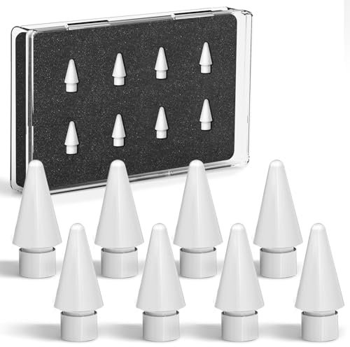 8 Pack Inesore Replacement Tips for Apple Pencil (2nd Generation) - Original Handling Nibs for Apple Pen 1st/2nd/USBC/Pro, Tip Set with Fine Point Control for iPad Pencil, White Stylus Accessorie