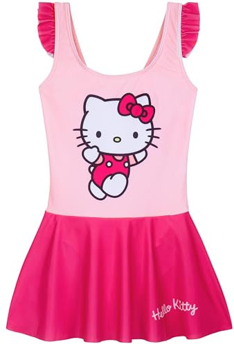 Get Trend Hello Kitty Costume Piscina Bambina Ragazza Costume Intero Costumi Bagno Comodi Costume con Gonna Idee Regalo (11-12 Anni, Rosa Hello Kitty)