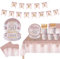 50th Birthday Party Decorations for Women Rose Gold 50th Birthday Plates Napkins Banner Party Supplies for Women Birthday Party Decorations Serve 24 (50th)