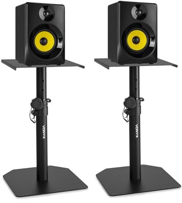 Vonyx Conjunto de monitores de Estudio Activos SMN30B con Soportes de Mesa SMS10, Amplificador Integrado, Control de Graves y Agudos, Regulables hasta 49,5 cm