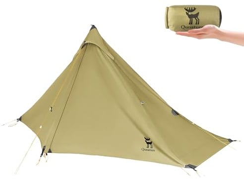Qunature Zelt Outdoor Camping Zelt Wasserdicht Zelt Einzelzelt Atmungsaktives 20D Silikonbeschichtetes Stangenloses Campingzelt Trekking Motorrad Zelt