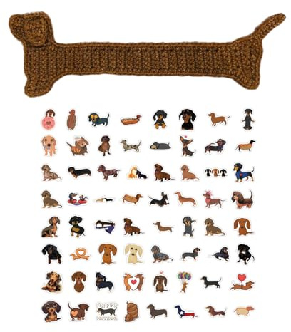 1 Stück Dackel-Lesezeichen, 60 Dackel-Aufkleber, Handgefertigte Gestrickte Lesezeichen, Kreative Dackel-Lesezeichen, Geschenk-Lesezeichen Für Hundeliebhaber