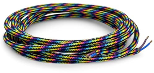 MIJOMA Cavo in tessuto colorato, 3 metri, 2 fili (2 x 0,75 mm²), cavo in tessuto per progetti fai da te, cavo di alimentazione di alta qualità per lampade, lampadari e lampade a sospensione (nero