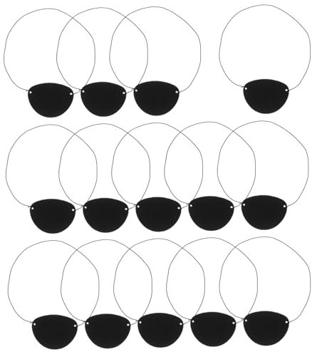 Piraten-Augenklappen-Set, entzückende für Halloween und Cosplay, schwarzes Filzmaterial mit verstellbarem Seil, Party-Requisite, 14-teilig