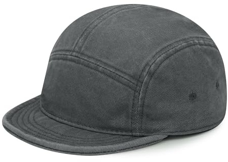 Clakllie Cotton 5 Panel Cap mit Kurzem Schirm Flat Brim Caps Herren Dad Hut Outdoor Sports Cap Running Mütze,BSAD2514-Grey