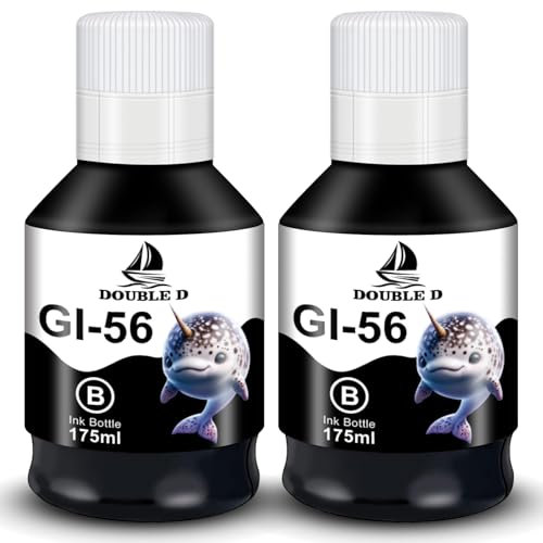 DOUBLE D GI56 GI-56 Encre Compatible avec Canon GI56 GI-56 GI56BK Bouteilles d'encre pour MAXIFY GX7050 GX3050 GX6050 GX4050 GX5050 (2 Noir)