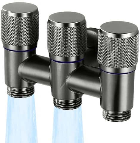 Vanne D'inversion D'eau à 3 Voies, Raccord Fileté 1/2 Pouce, Robinet wc 3 Voies, Colocalisation Flexible, Convient pour Les Machines à Laver, Les Lave Vaisselle et Les Toilettes (Taille moyenne)