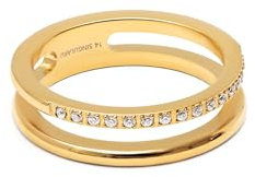 SINGULARU - Anillo Bibiana. Acero con Baño en Oro de 18 Kt y Circonita. Joyas Para Mujer. Talla 10.