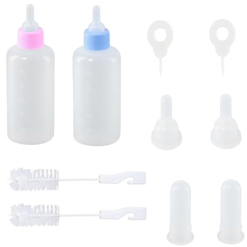 Kitten Bottle Feeding Kit Small Kitten Bottle with Cleaning Brush and Replacement Nipples for Newborn Pets Puppies Rabbits Small Animals
