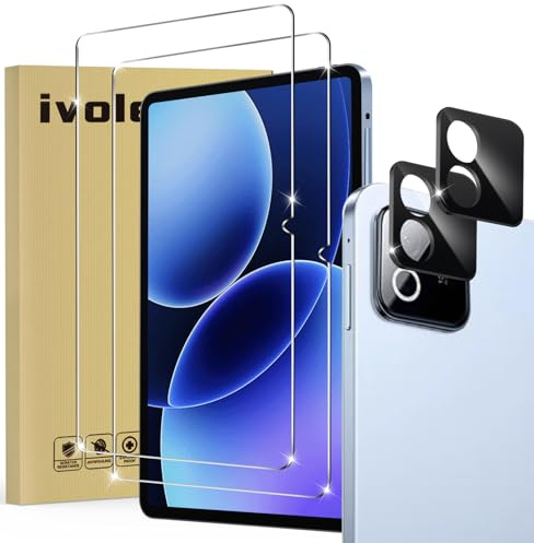 ivoler 2 Piezas Protector de Pantalla para Xiaomi Pad 8 / Xiaomi Pad 8 Pro, con [2 Piezas] Protector de Lente de Cámara, Cristal Vidrio Templado Premium, Antiarañazos, Sin Burbujas