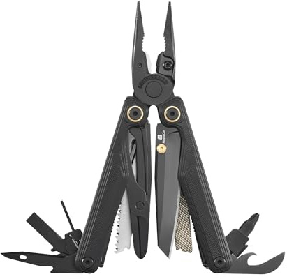 Leatherman Wave Alpha Outil Multifonction - 16-en-1 avec Lame Principale MagnaCut, Ergonomie Améliorée, Plus Grands Ciseaux et Poignées avec Plaques en G10 à Texture Topographique - Obsidienne
