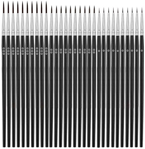 Fine Detail Paint Brush Set, 30 Pcs Fine Paint Brushes Set with with 3 Size 0/00/000 Thin Paint-Brushes for Miniature 40k Model Crafts Watercolor Acrylics Oil