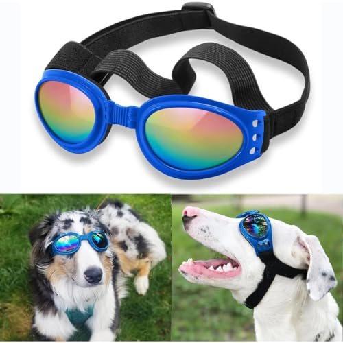 Occhiali per cani piccola taglia, protezione UV, per Chihuahua,Teddy, Bulldog francese, protezione guida, antivento, antipolvere, antiappannamento, traspiranti, cinturini regolabili
