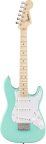 Squier Mini Stratocaster E-Gitarre, mit 2 Jahren Garantie, Sea Foam Green, Ahorn Griffbrett