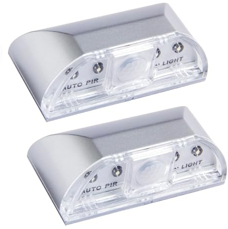 2 Pack Keyhole Lights for Front Door, Motion Sensor PIR Infrared Detector | Door Lock Lamp 4 LED Bulbs, Auto On/Off Night Light Stick-On Anywhere Tap Lights for Indoor Outdoor Hallway Closet Drawer