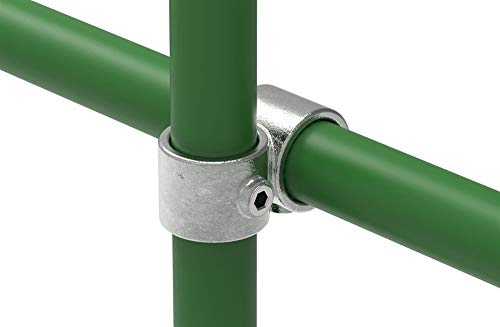 Fenau | T-Kreuzverbinder/Über-Kreuzverbinder, 90° vorgesetzt, offen Ø 26,9 mm, Rohrverbinder, Temperguss galvanisiert, feuerverzinkt, inkl. Schrauben