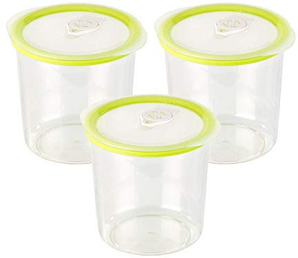 Rosenstein & Söhne Vakuum Vorratsdosen: Runde Vakuumierdose mit 1 Liter Volumen, 14,2 x 12,3 cm, 3er-Set (Vakuum Vorratsbehälter, Vakuumbox Lebensmittel, Vakuumbeutel)