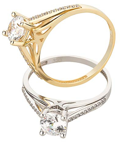 Ardeo Aurum Damenring aus 333 Gold Gelbgold mit Zirkonia im Brillant-Schliff Solitär-Ring Verlobungsring