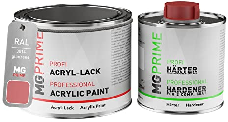 MG PRIME RAL 3014 Vieux rose/Antique pink Peinture acrylique brillante Pot de 0,75 litre / 750 ml, y compris le durcisseur