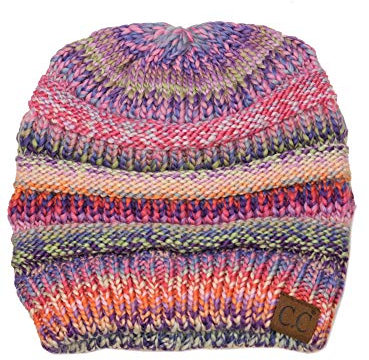 C.C Trendige warme Strickmütze mit Zopfmuster, grob, weich, dehnbar - Pink - Einheitsgröße