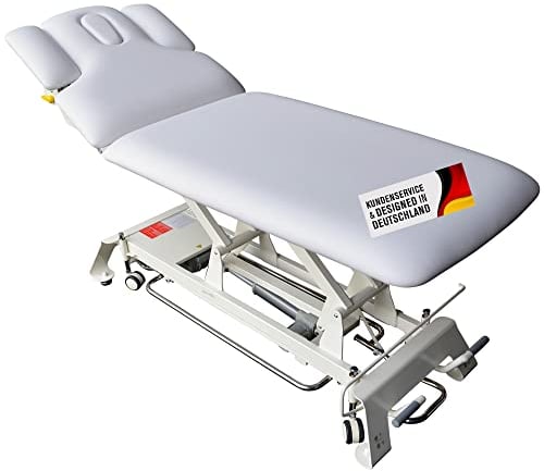 Promafit® Elektrische Massageliege Houston – VERGLEICHSSIEGER* – inkl. 3-teiliges Kopfteil, Armablagen & Papierrollenhalter – Ideal für Kosmetik & Therapie (höhenverstellbare 2-Zonen-Liege)