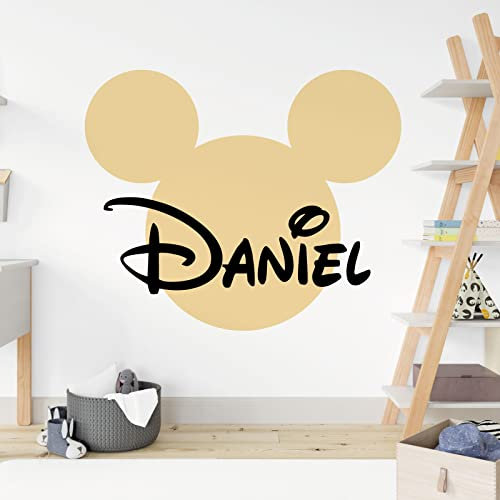 Mickey Mouse Silhouette Personalisierter Name – Disney-Aufkleber [Creme]