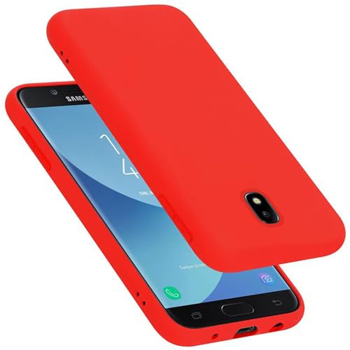 Cadorabo Funda de Silicona Compatible con Samsung Galaxy J7 2017, Funda Protectora de Cuerpo Completo para Galaxy J7 2017- Resistente a arañazos y Golpes Fina Funda de TPU - Liquid Rojo