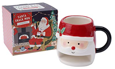 CGB Giftware | Novelty Snack Cookie and Mince Pie Holder Santa Claus Father Christmas Mug Ceramic Coffee Tea Hot Milk Chocolate in Gift Box | GB05173