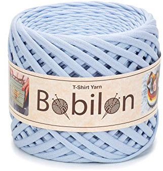 T-Shirt Garn Fettuccini Zpagetti Ball 3-5mm T-Shirtgarn zum Häkeln Stricken, Maske Ohrbinden, T Garn Bio-Baumwolle, Makramee T-Garn, Jersey Garn - Himmelblau