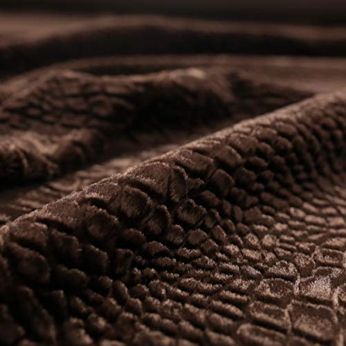 TOLKO 50cm Kunstfell | weicher Baumwollstoff mit 4mm Florhöhe | Kurzhaar Webpelz zum Nähen Dekorieren Basteln | 140cm breit Teddy Plüschstoff Pelzimitat Kunstfellstoff Meterware (Reptilien Braun)