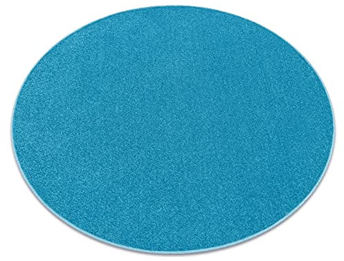 rugsx Einfarbiger Teppich Eton für Zimmer, Wohnzimmer, Schlafzimmer, Teppichboden Auslegware, Türkis Verschiedene Größen, Kreis 133 cm