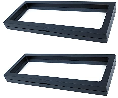 Tiardey 2 Pcs Cadre Flottant Présentoir 3D Bo?Te D'affichage pour Pièce Bijoux Collier Boucle d'oreille Médaillons Pierres Pet Suspension Vitrine De Bijoux - 230 * 90mm Noir