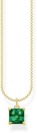 Thomas Sabo Damen Kette mit grünem Stein gold, aus 925er Sterlingsilber mit 750er Gelbgold-Vergoldung, Länge 45cm, KE2156-472-6-L45V