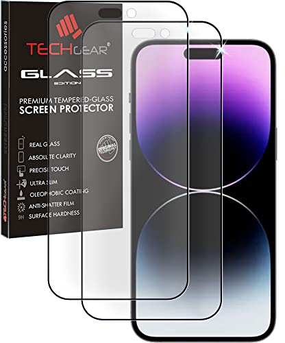 TECHGEAR [2 Pack Anti Glare Screen Protector for iPhone 14 Pro Max - MATTE 3D GLASS Edition Genuine Tempered Glass Full Screen Protector Guard Cover Compatible with iPhone 14 Pro Max 6.7