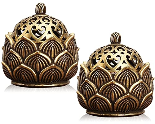 Misazy Räucherkegel Halter 2 Stück Räucherkerzen Halter Lotus Räuchergefäß Räucherstäbchen Halter Weihrauchbrenner Räucherstäbchenhalter Incense Holder für Zuhause BüroTeehaus Dekoration, 4cm