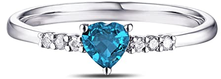 Daesar Ringe Silber 925 Damen mit Stein, Hochzeit Ring Frauen Herz mit Blau Zirkonia Eheringe Verlobungsringe Silber Gr.48 (15.3)