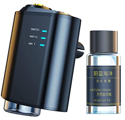 Jkapagzy Electric Auto Air Diffuser Aroma Car Air Vent Humidifier Mist Wood Grain Oil Aromatherapy Air Freshener Perfume Car Fragrance, Black, + 10ml Ocean
