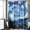 Berkin Arts Badezimmer Duschvorhang-Set 180 x 180 cm Wasserdichtes Polyester mit Haken Post-Impressionismus Blau (Die Sternennacht von Vincent Van Gogh)