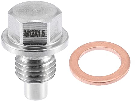 A ABSOPRO Magnetischer Ölablassstopfen M12x1,5 für Fahrzeugmotoren aus Edelstahl mit Kupferscheibe