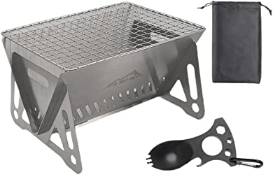 SK Wild Ones® Barbecue pieghevole da campeggio con borsa per il trasporto – barbecue a carbone in acciaio inox – barbecue portatile – barbecue pieghevole – barbecue da campeggio – barbecue pieghevole