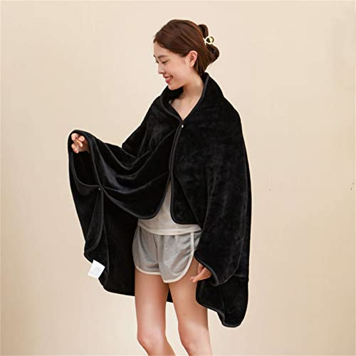 Kuscheldecke Flauschig Decke Schal Sofa Decken Blanket Wohndecke Baumwolle Gewichtsdecke Mädchen Jungen Erwachsene Verdicken Doppellagiges Milchvlies Schüler Nickerchen Geschenk (Black,100 * 140cm)