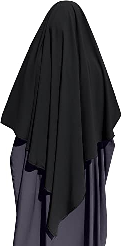 IDOPIP Khimar Kopftuch Damen Hijab Muslim Chiffon Dreieck Lang Burka Arabien Islamische Dubai Middle East Turban Schals NiqabKörperabdeckung Schwarz