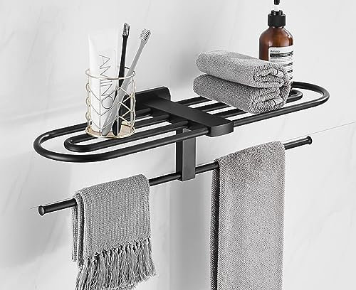 Porte-Serviettes de Toilette, Porte-Serviettes de Bain, Rack de Rangement de Salle de Bain, Pendentif de Rangement de quincaillerie de Salle de Bain, Porte-Serviettes Rond Noir