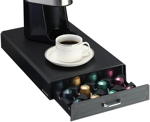 Navaris Tiroir à Capsule de Café - Rangement Support pour Dosette Machine à Café Nespresso Vertuo - Distributeur Range-Dosette pour Capsules Vertuo 43 x 23,6 x 5,8 cm