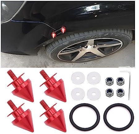 JNNJ 4 Pcs Car Bumper Quick Release Kits, Universal Aluminum Alloy Front And Rear Bumper Tight Plate Fixing Kits, Auto Bumper Trunk Fender Hatch Lid Sets Universal for Vehicle Bumper(Red)