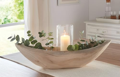 Schale Wood oval & tief, aus massivem Holz, 60 cm lang, Dekoschale, Obstschale