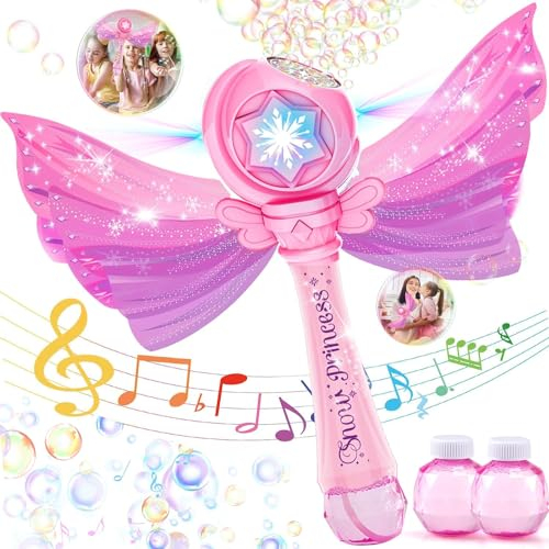 Pipihome Machine à Bulles, Princesse Pistolet Bulles de Savon Enfant avec Ailes Jouets à Bulles Musicaux Et Lumineux, Jouets à Bulles D'Extérieur Et D'Intérieur Cadeau d'anniversaire