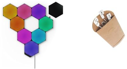 Nanoleaf Shapes Ultra Black Hexagon Starter Kit, 9 Smarten LED Panels RGBW & Shapes | Flexible Linkers 3pcs